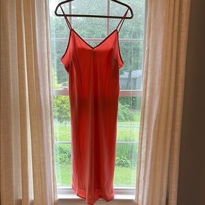 Satin Elegant Coral Slip Dress- XL